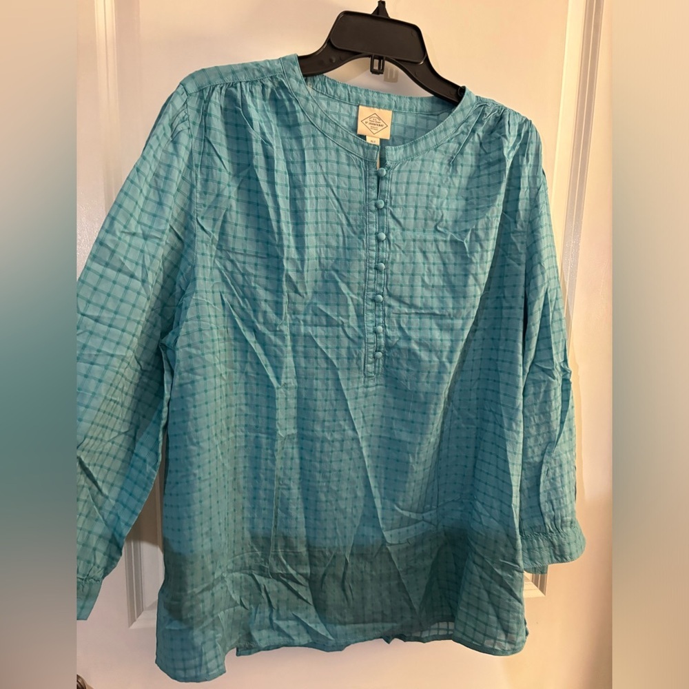 Women's St John’s Bay  Teal Button Tunic Shirt Sz XLT
